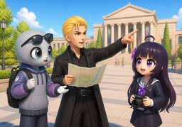 Let's do some sightseeing.のイラスト