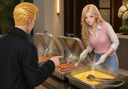 ~ is buffet style.のイラスト