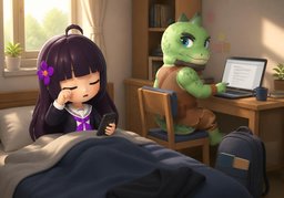 I overslept.のイラスト