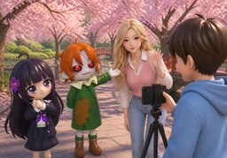 Could you get in the picture with ~?のイラスト