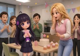~ had a farewell party for me.のイラスト