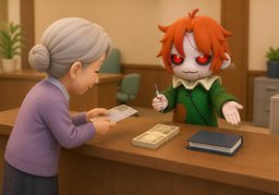 I'd like to deposit some money.のイラスト