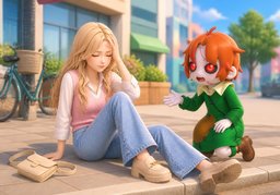 I tripped and hit my ~.のイラスト
