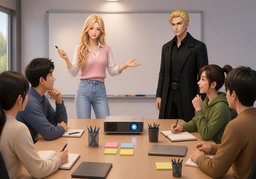 ~ lead a discussion.のイラスト