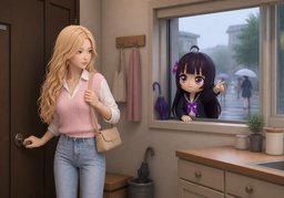 外面下雨了吗？のイラスト