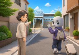 往回走のイラスト