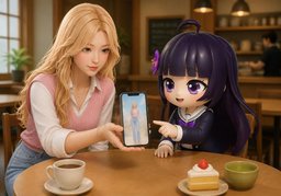 看一下〜のイラスト