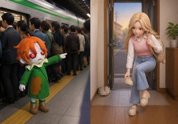 高峰时段很拥挤のイラスト