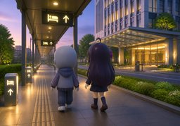出站后按指示牌走のイラスト