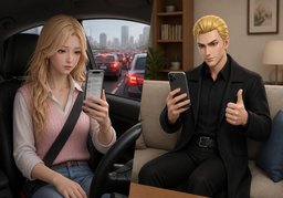 堵车了のイラスト