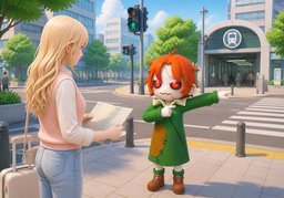请问到〜怎么走？のイラスト