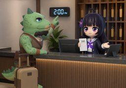 可以延迟退房到〜点吗？のイラスト