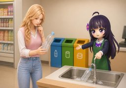 可回收物要清洗吗？のイラスト
