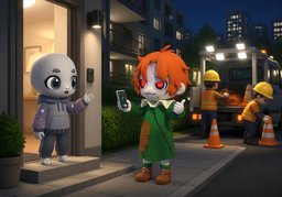 请别太晚施工のイラスト