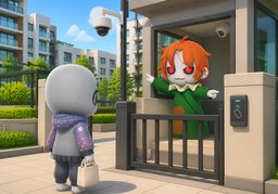 小区有监控或门禁吗？のイラスト