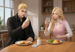 饭前吃还是饭后吃？のイラスト