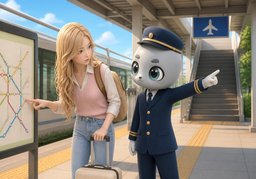 我应该在哪站下车？のイラスト