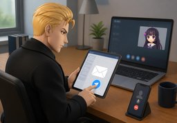 电话还是邮件？のイラスト