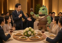 谁先干杯？のイラスト