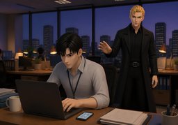 加班到〜点のイラスト