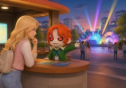 晚上有灯光秀吗？のイラスト