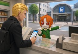 这里卖票吗？のイラスト