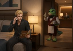 客房服务24小时吗？のイラスト