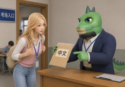 试题是中文版还是英文版？のイラスト