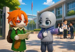你喜欢这所学校吗？のイラスト