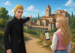 Illustration for monasterio (monastery)