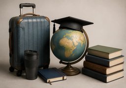 Illustration for 留学 (study abroad)